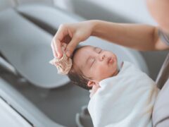 Bathing baby